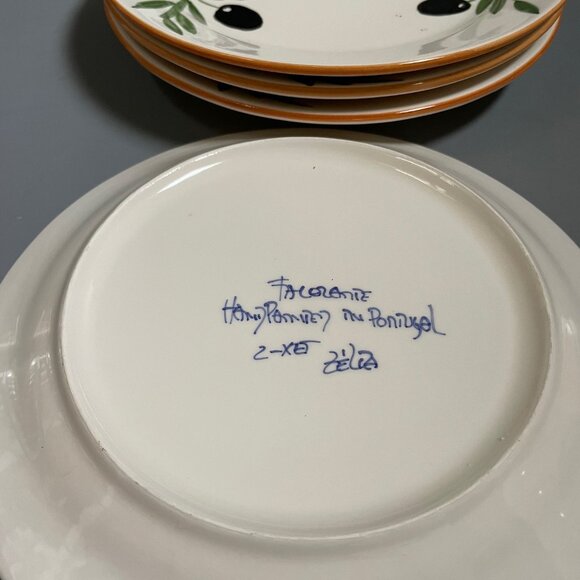 Cetamic Hand Painted Salad or Desset Plates with Olive Pattern - Picture 3 of 4